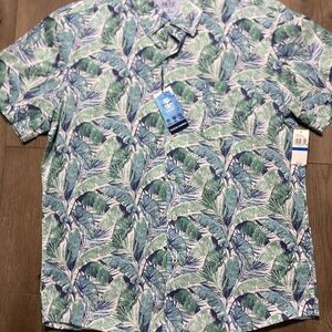 Izod Saltwater mens graphic Hawaiian shirt mens size XL Beach NWT